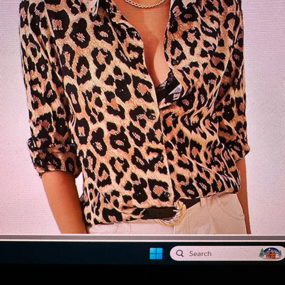BIG DART Leopard Print Button-Up Blouse (Avail only via Not so Mystery)